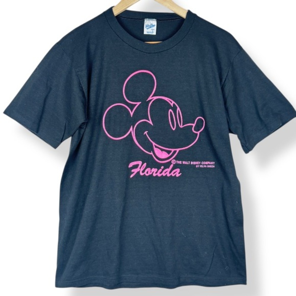 Velva Sheen Mickey Mouse Florida Shirt Mens Size Large 80s Vintage‎ USA Disney